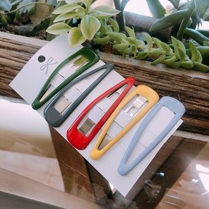 Candy Color Hair Snap Flip Clip Set of 5